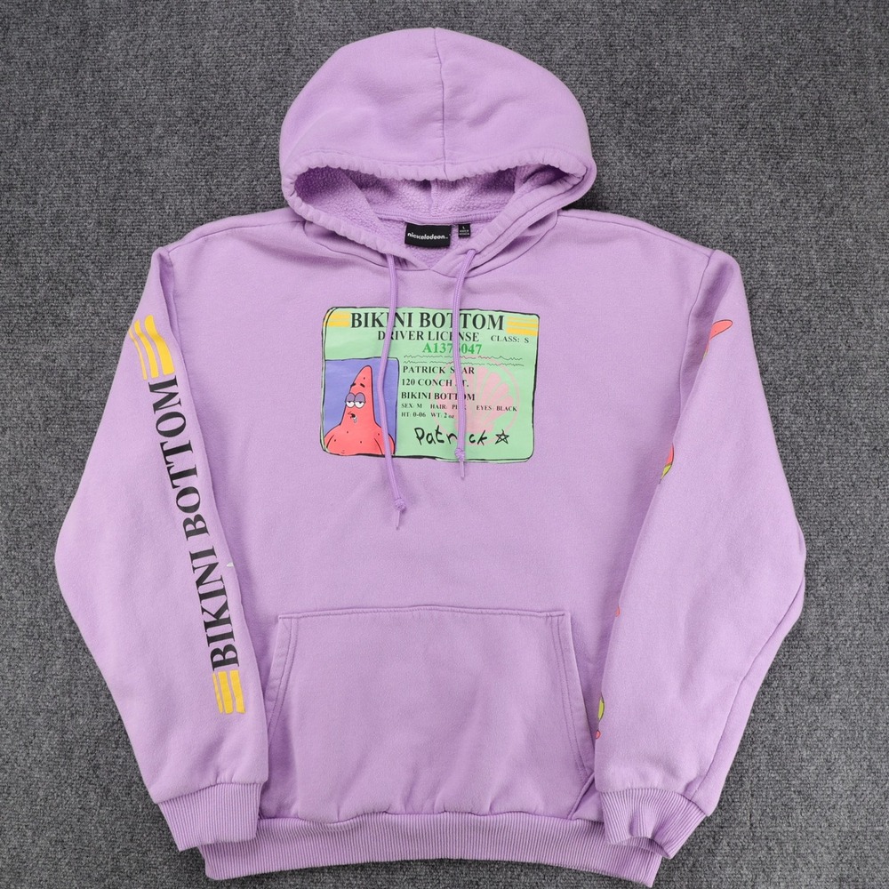 Nickelodeon SpongeBob Patrick Star Hoodie Mens Purple Graphic Pullover Large